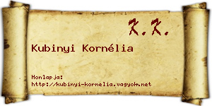 Kubinyi Kornélia névjegykártya